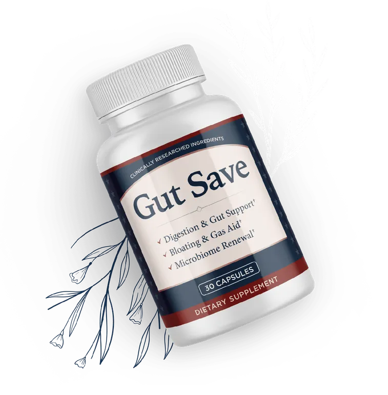 GutSave digestive supplement bottle, 30 capsules